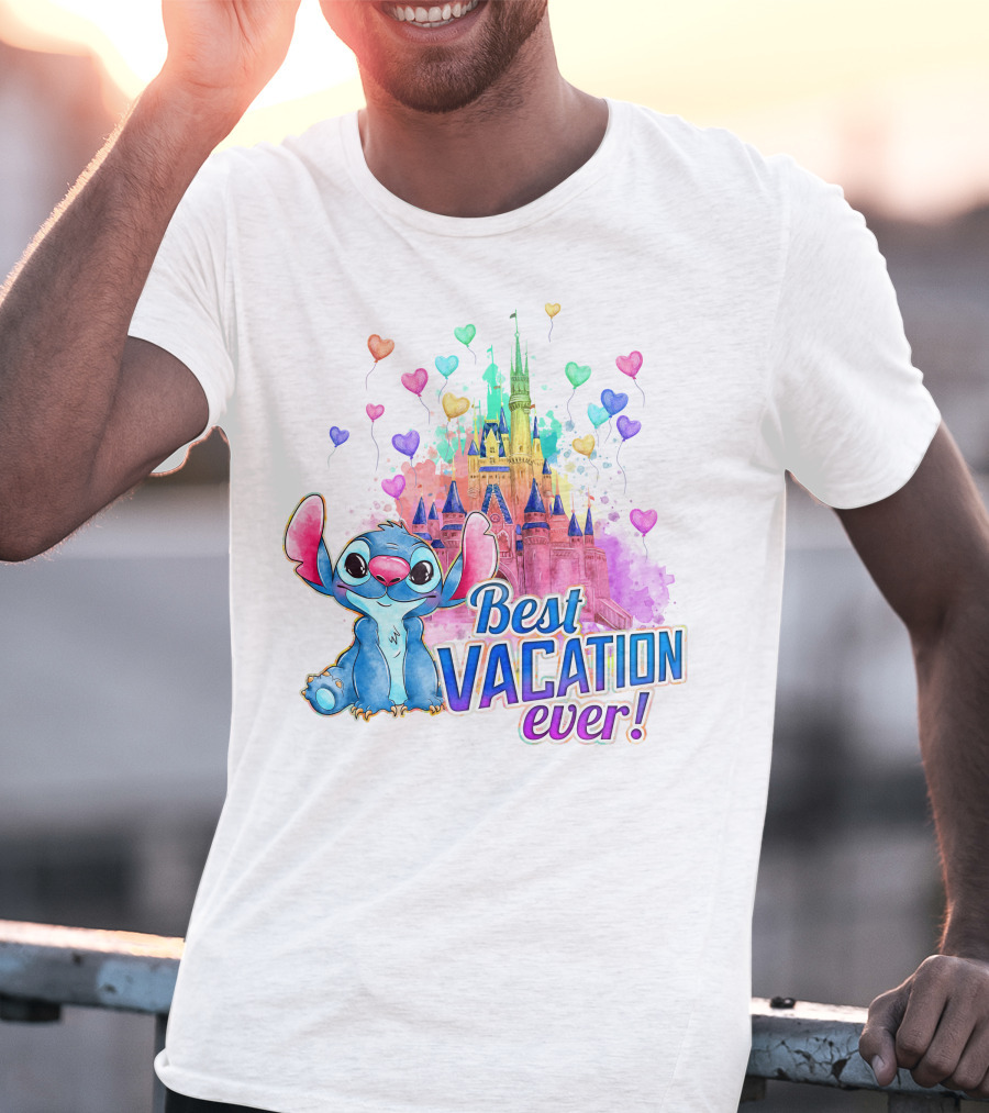 Best Vacation Ever Stitch Castle Balloons T-Shirt