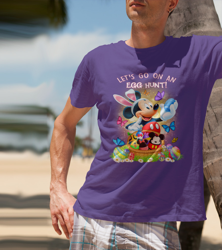 Let's Go On An Egg Hunt Mickey Mouse Easter Basket Butterflies T-Shirt