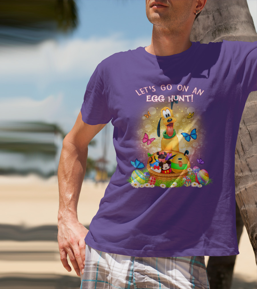Let's Go On An Egg Hunt Pluto Butterflies Basket Eggs T-Shirt