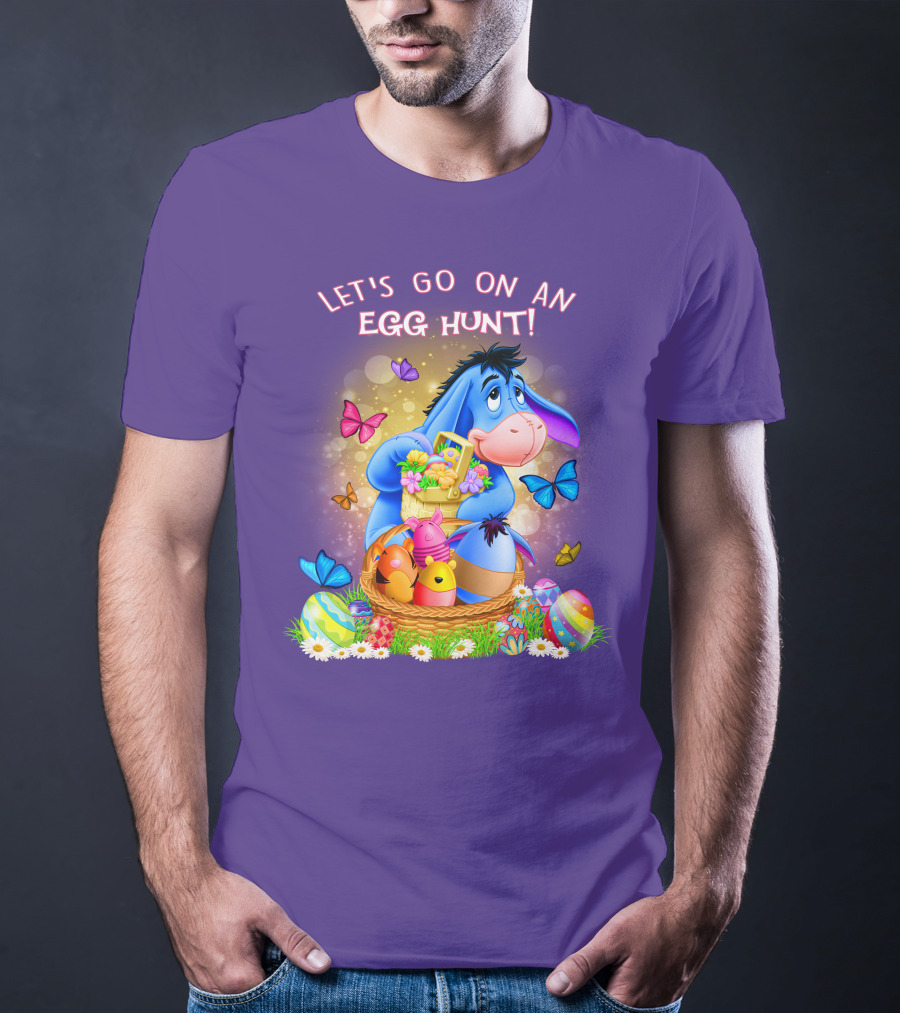 Eeyore Let's Go On An Egg Hunt With Easter Eggs And Butterflies T-Shirt