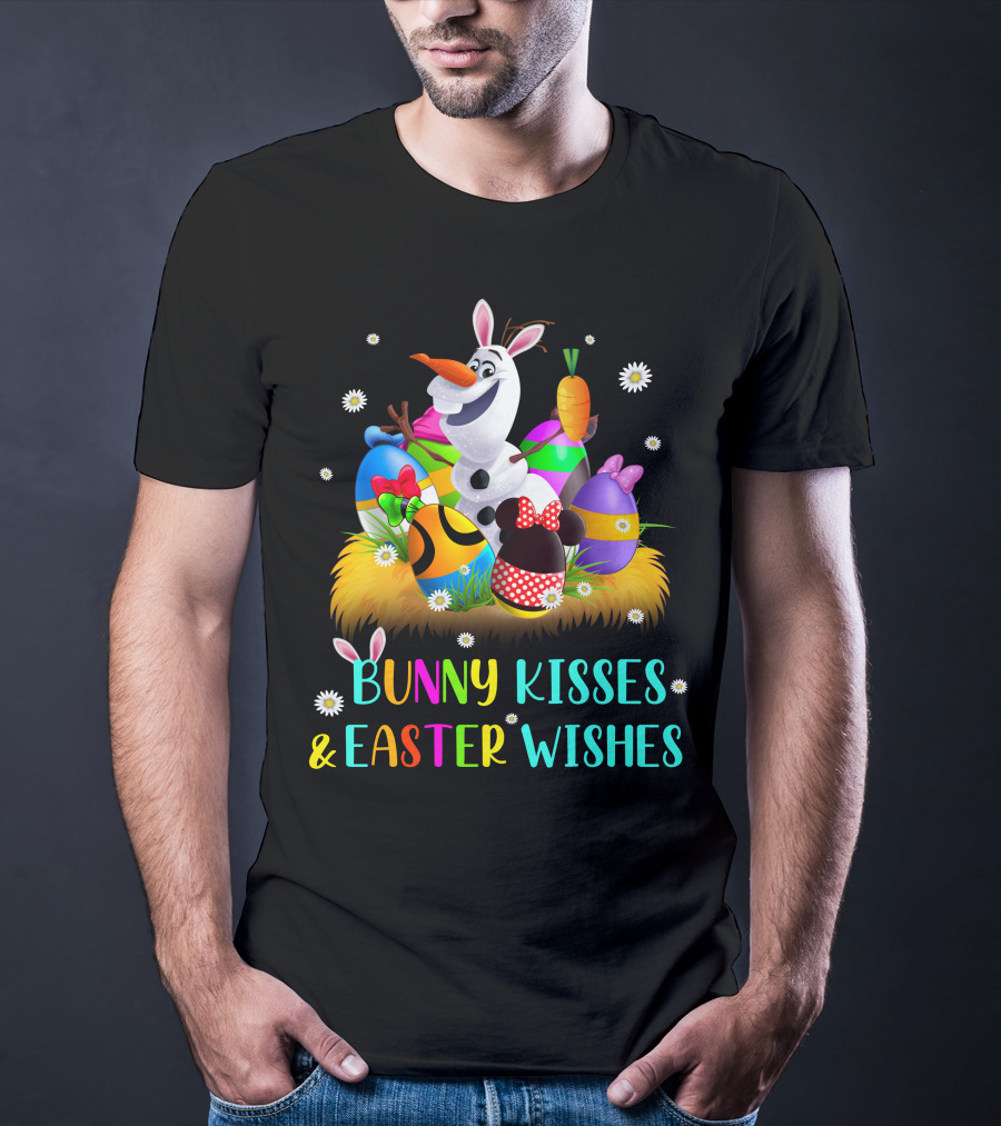 Bunny Kisses & Easter Wishes Olaf With Colorful Eggs And Carrot T-Shirt