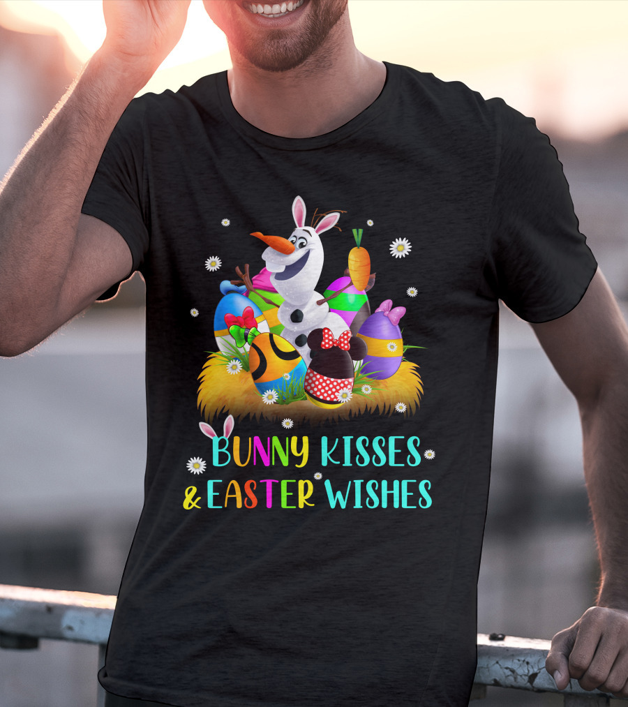 Bunny Kisses & Easter Wishes Olaf With Colorful Eggs And Carrot T-Shirt