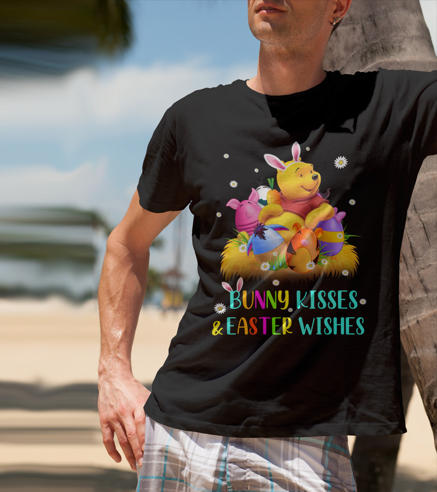 Bunny Kisses & Easter Wishes Pooh Egg Hunt Celebration T-Shirt