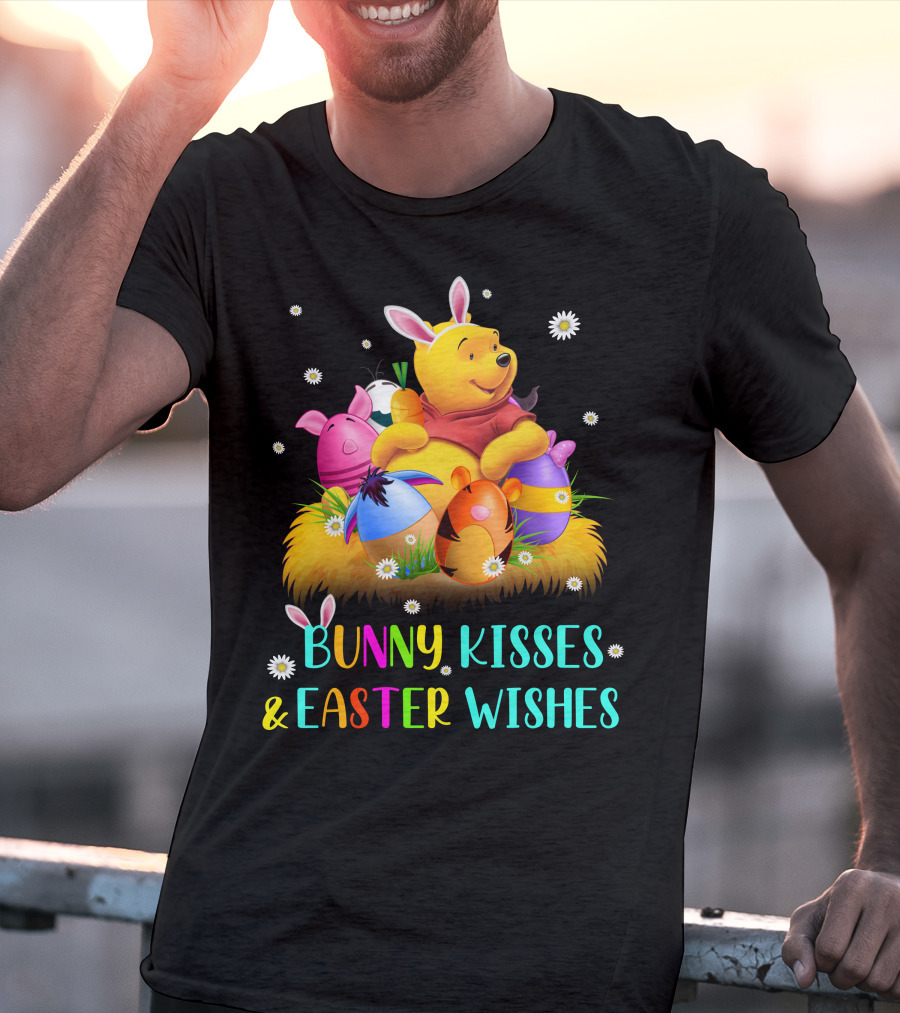 Bunny Kisses & Easter Wishes Pooh Egg Hunt Celebration T-Shirt