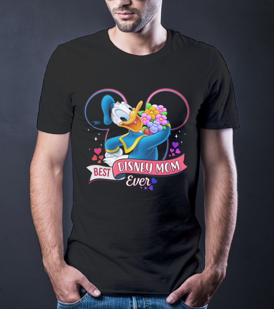 Best Disney Mom Ever Donald Duck With Flowers T-Shirt