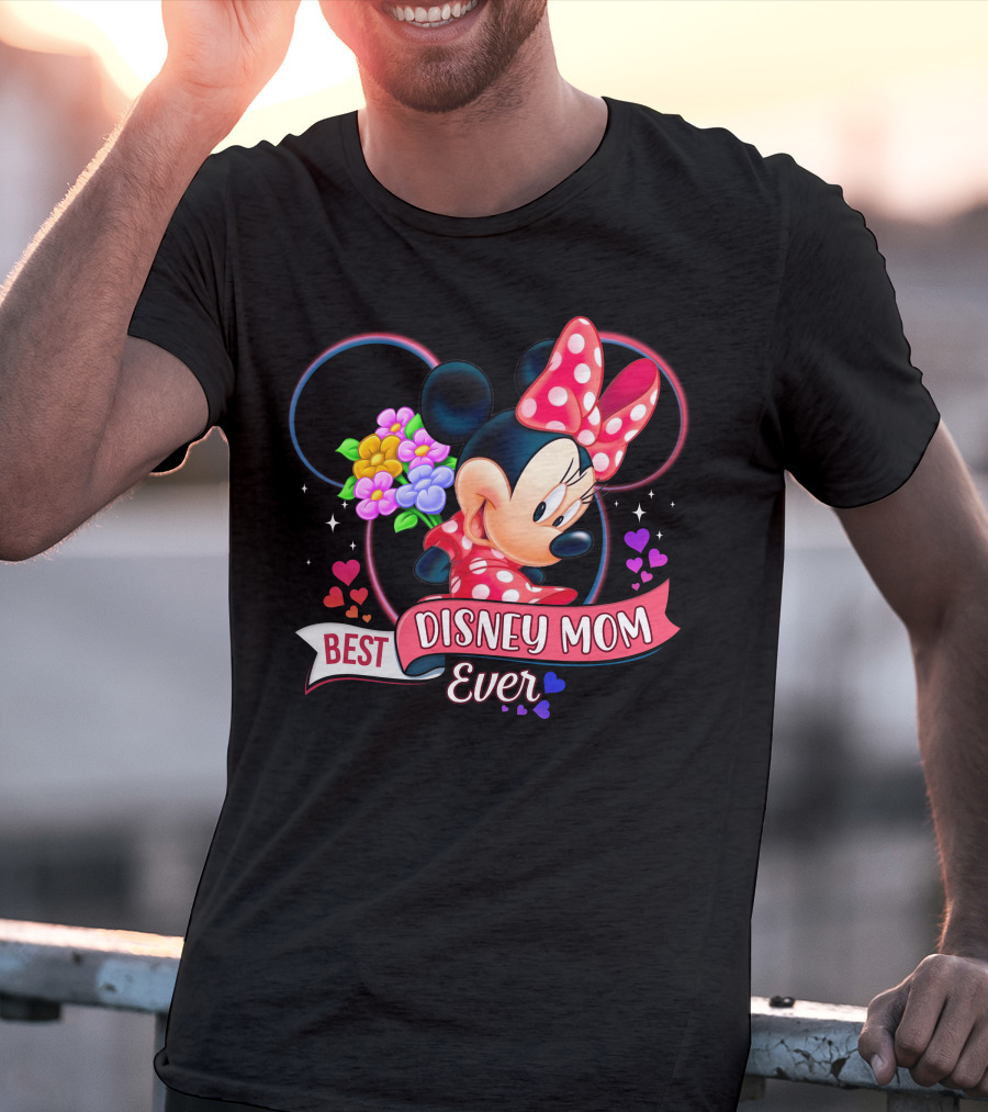 Best Disney Mom Ever Minnie Mouse Flowers Hearts T-Shirt