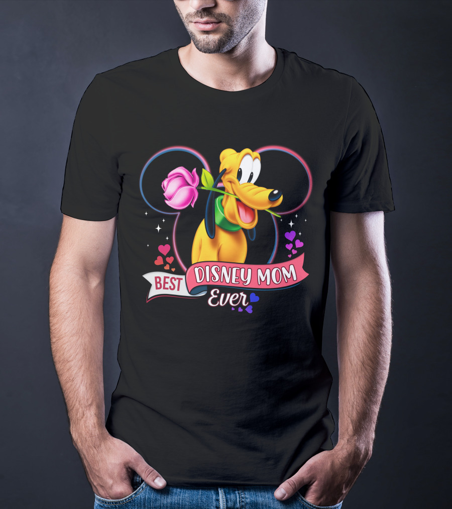 Best Disney Mom Ever Pluto Heart Rose T-Shirt