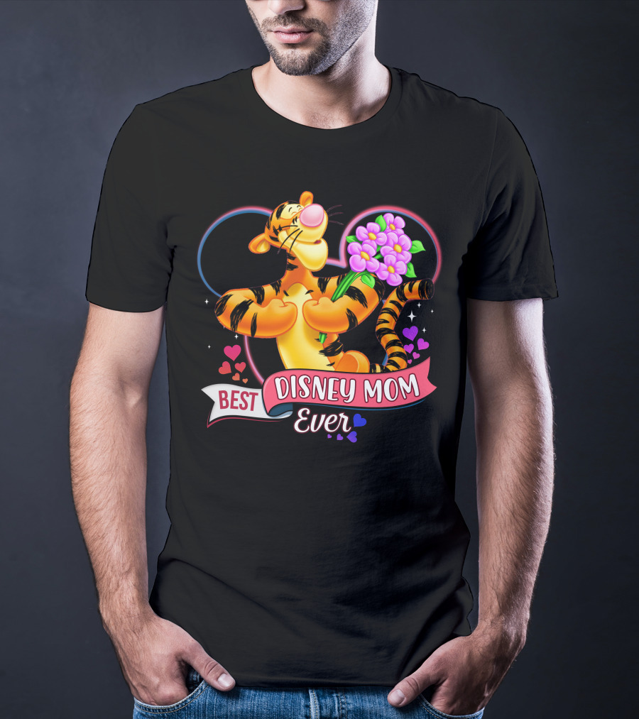 Best Disney Mom Ever Tigger With Heart And Flowers T-Shirt