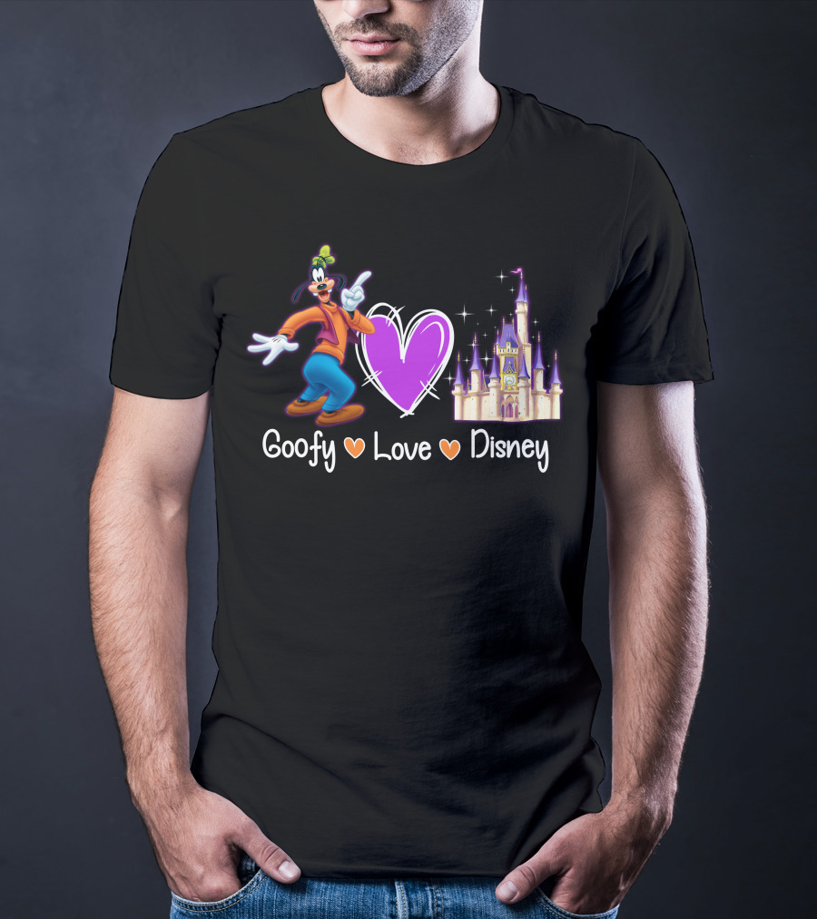 Goofy Love Disney Heart Castle T-Shirt