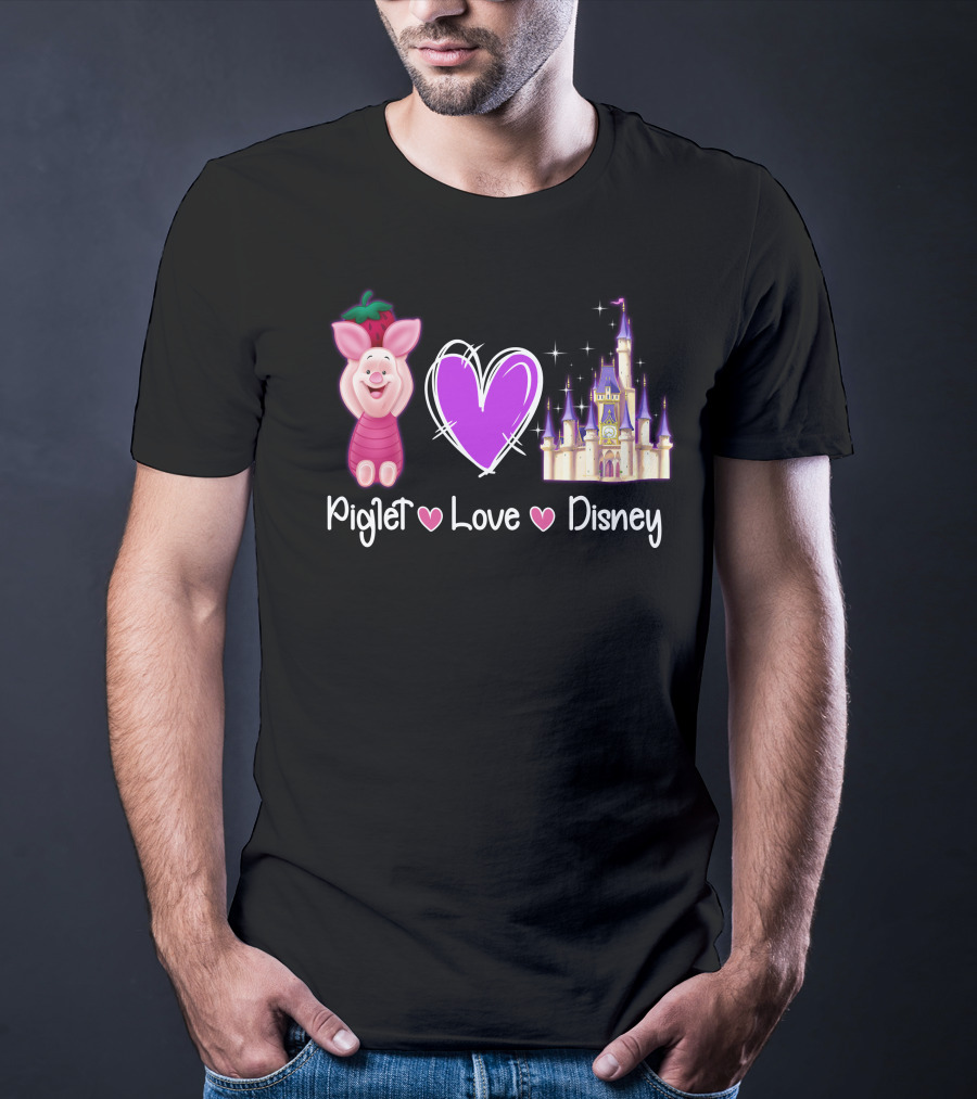 Piglet Love Disney Castle Magic Heart T-Shirt