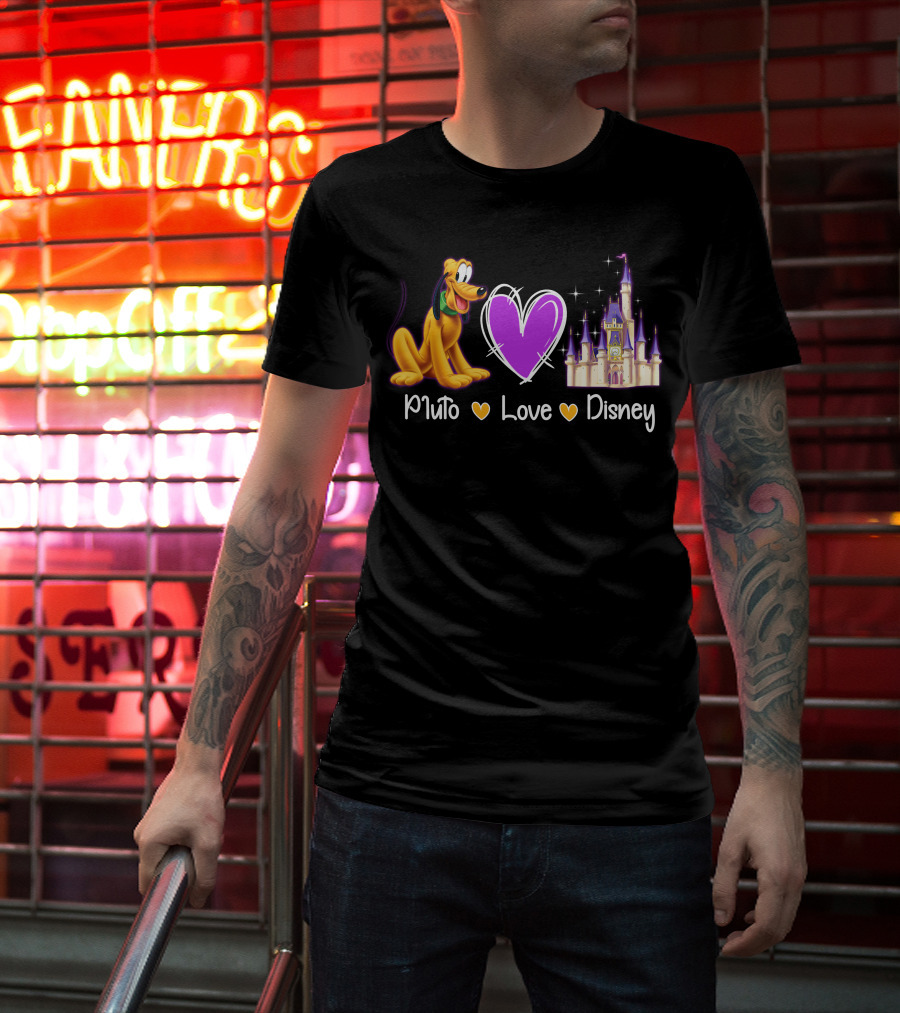 Pluto Love Disney Heart Castle T-Shirt