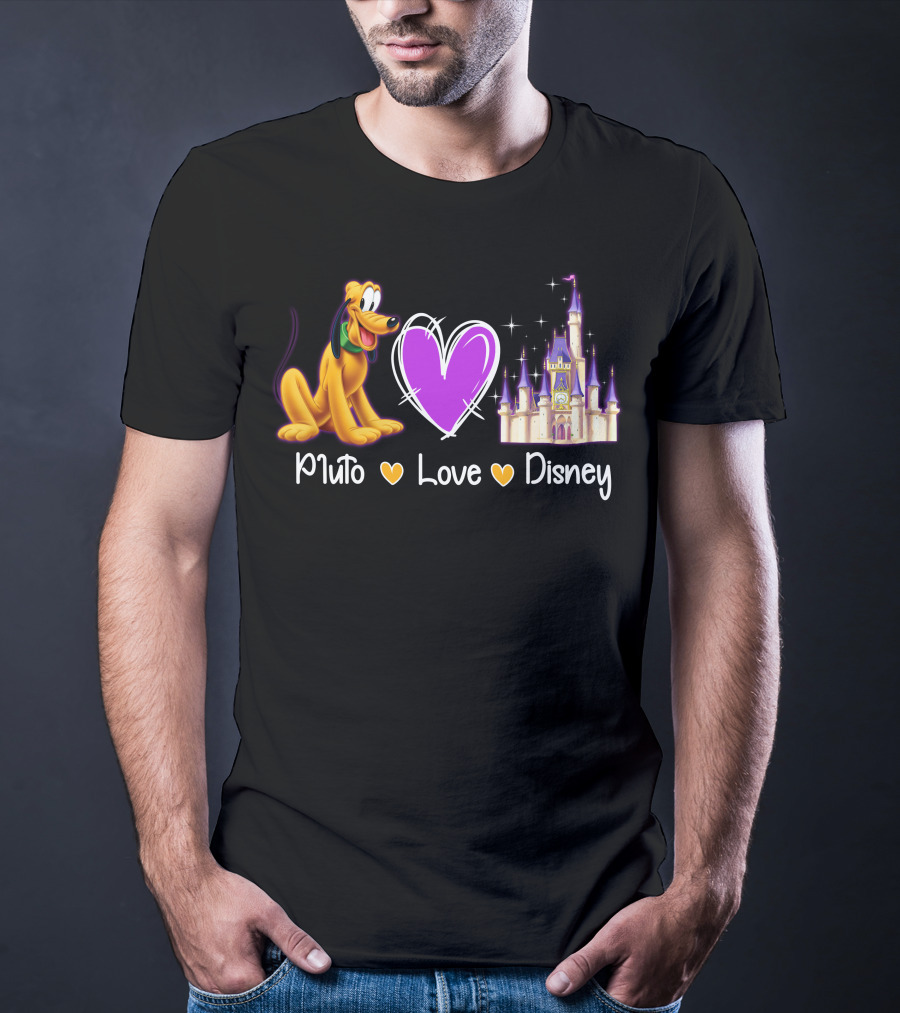 Pluto Love Disney Heart Castle T-Shirt