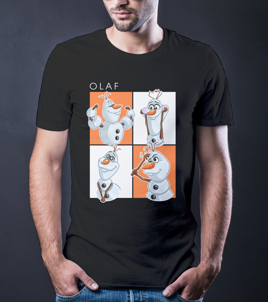 Olaf Snowman Character Expression Panels T-Shirt