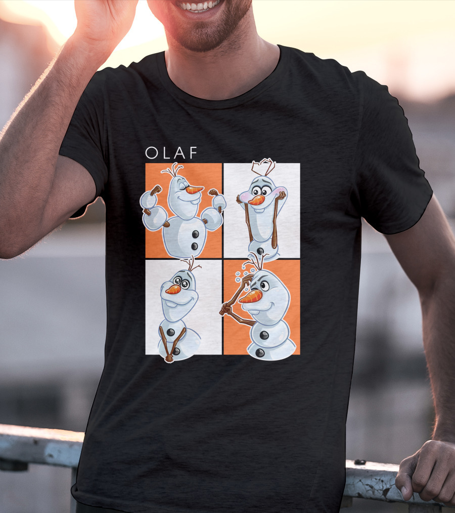 Olaf Snowman Character Expression Panels T-Shirt