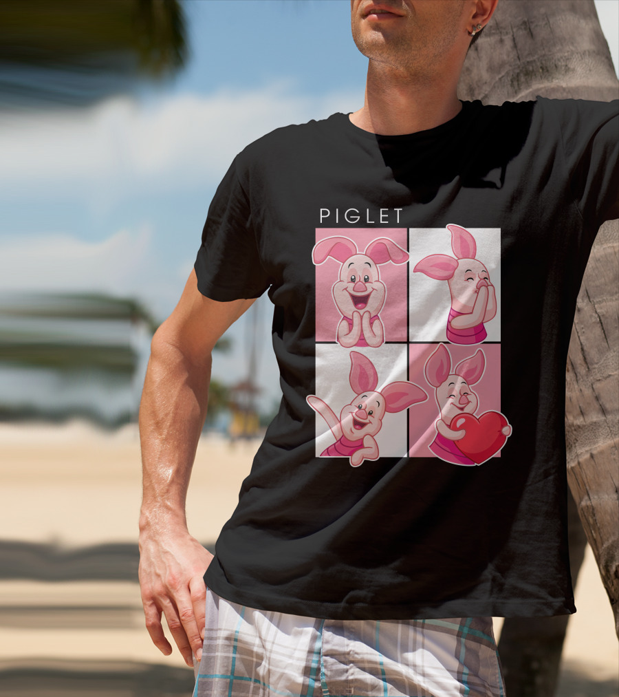 Piglet Cute Expressions With Heart T-Shirt