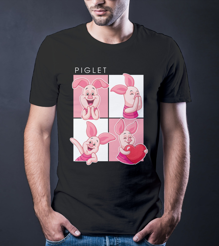 Piglet Cute Expressions With Heart T-Shirt