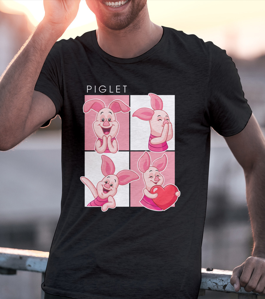 Piglet Cute Expressions With Heart T-Shirt