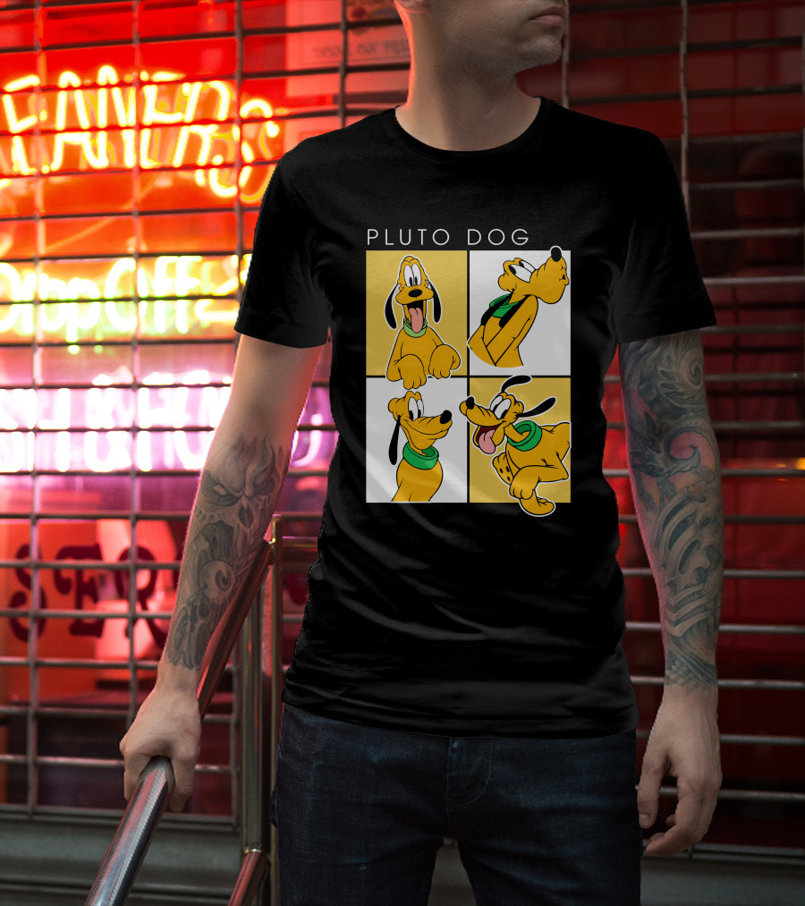 Pluto Dog Playful Expressions Collage T-Shirt