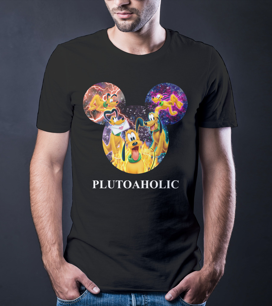 Plutoaholic Pluto Character Cosmic Adventure Mickey Ears T-Shirt