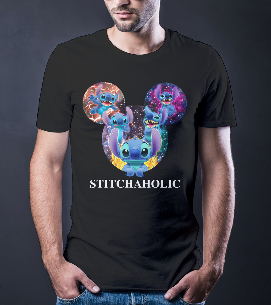 Stitchaholic Disney Stitch Mickey Mouse Head Galaxy T-Shirt