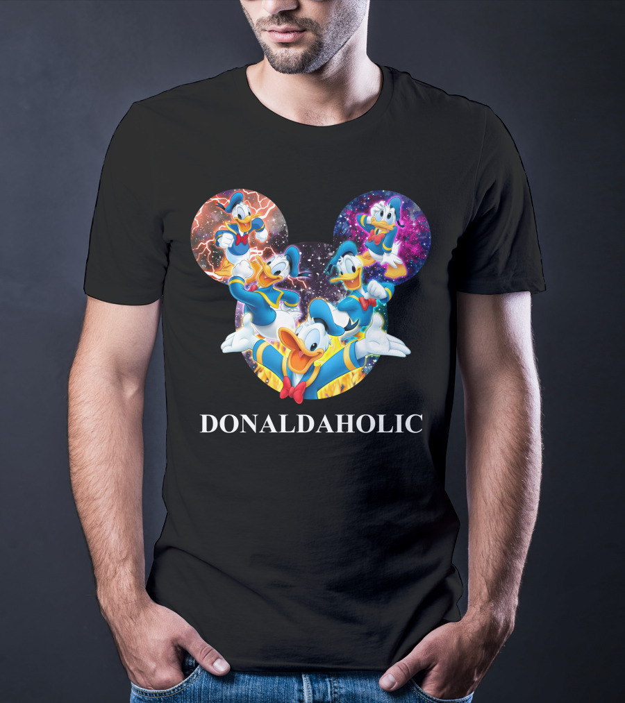 Donaldaholic Mickey Mouse Ears Pattern With Donald Duck Characters T-Shirt