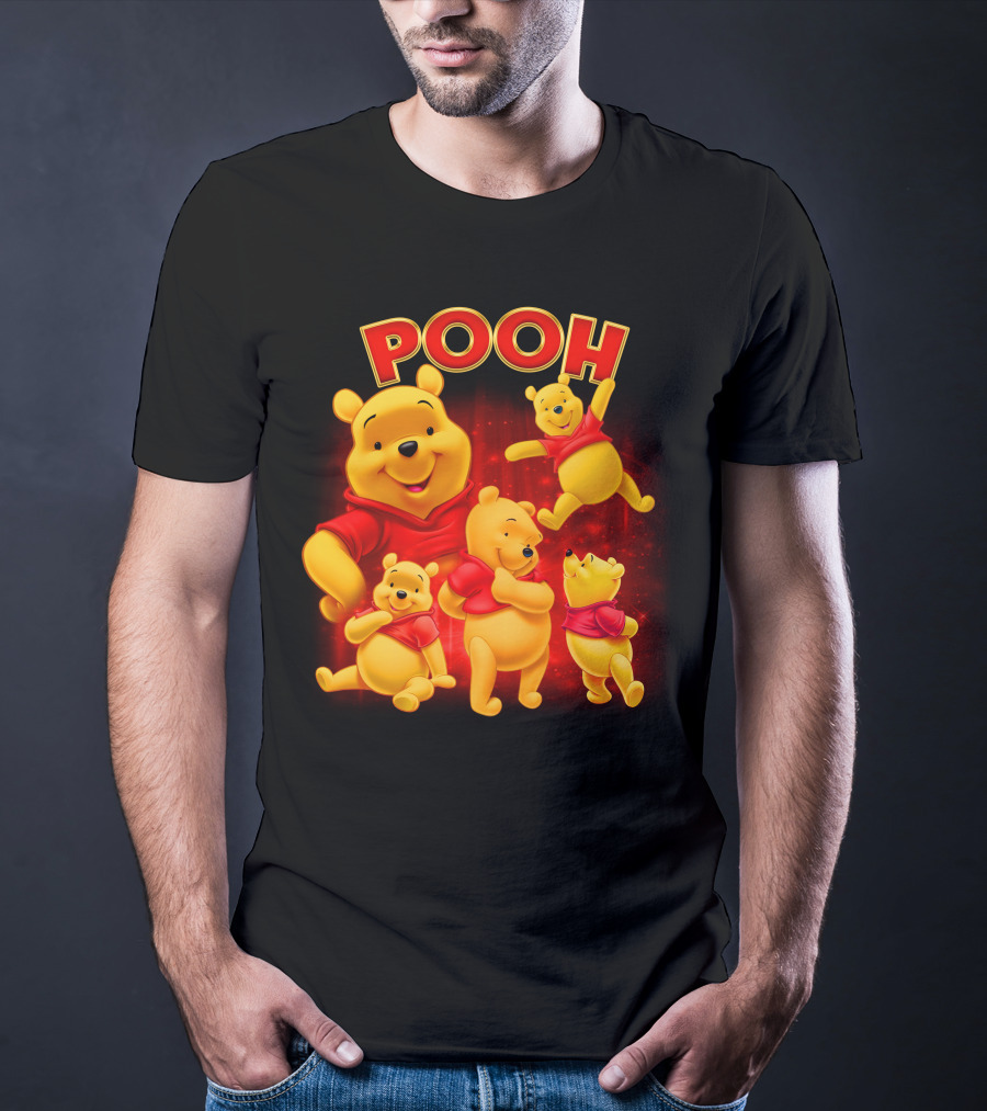 Pooh Winnie The Pooh Multiple Poses Red T-Shirt