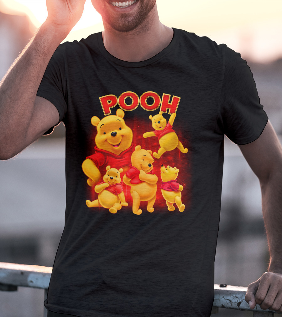 Pooh Winnie The Pooh Multiple Poses Red T-Shirt