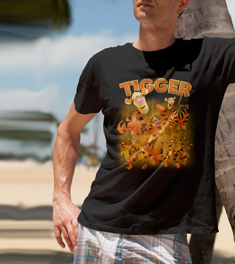 Tigger Character Collage In Vibrant Orange And Yellow T-Shirt