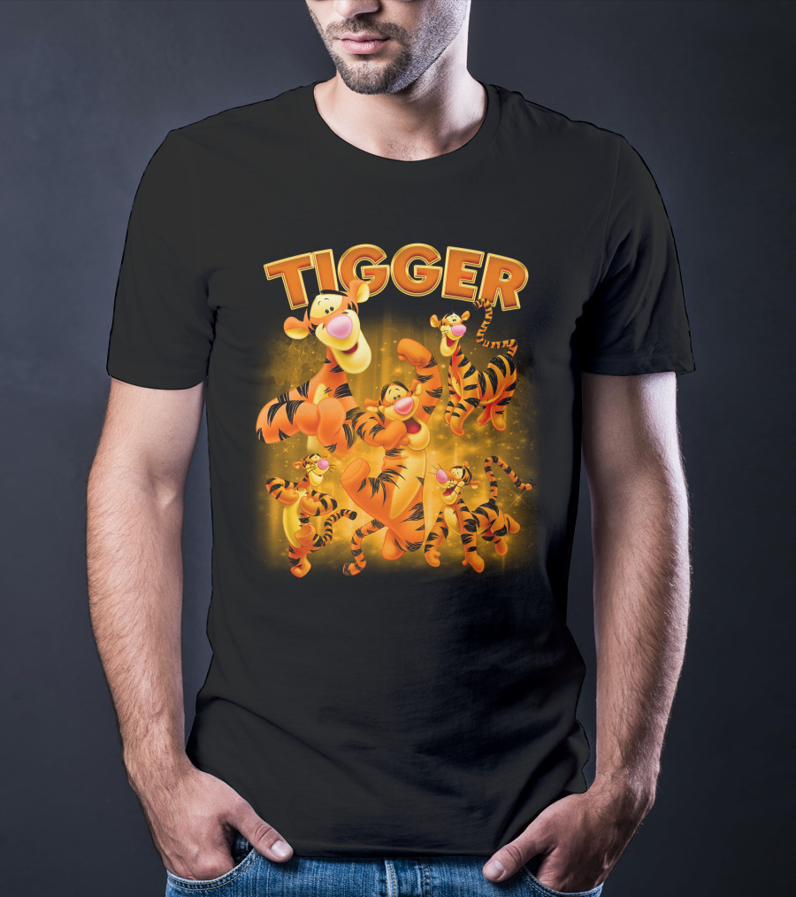 Tigger Character Collage In Vibrant Orange And Yellow T-Shirt