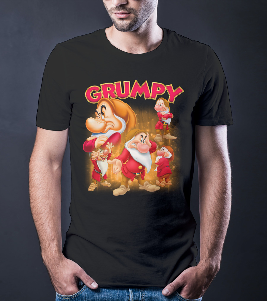 Grumpy The Dwarf Classic Character Expression Montage T-Shirt