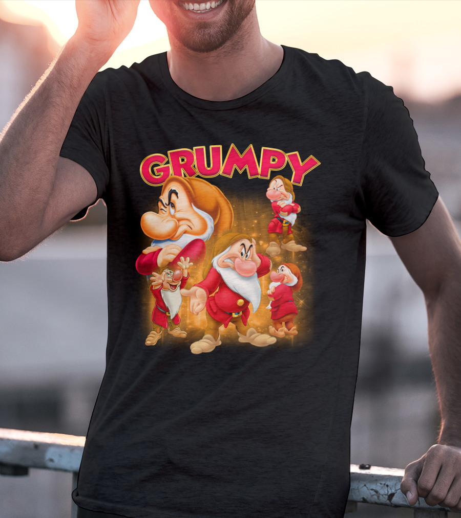 Grumpy The Dwarf Classic Character Expression Montage T-Shirt