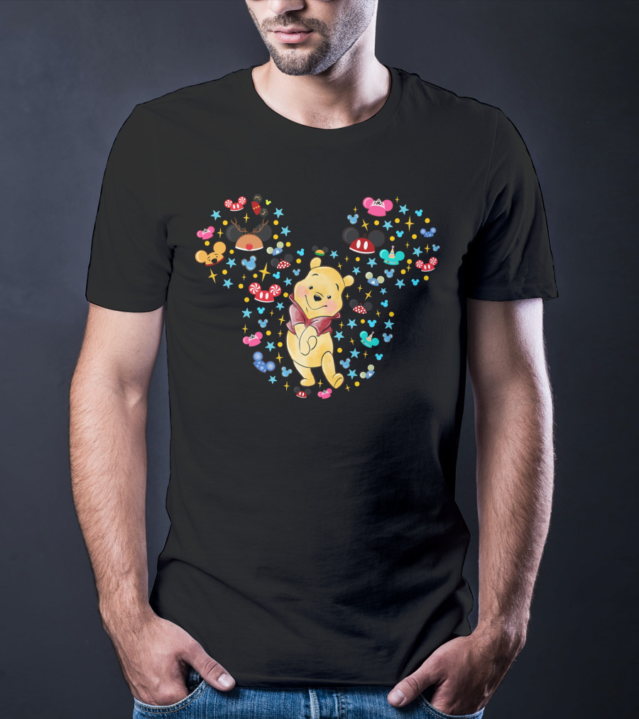 Winnie The Pooh Mickey Ears With Mouse Ears And Candy Elements T-Shirt