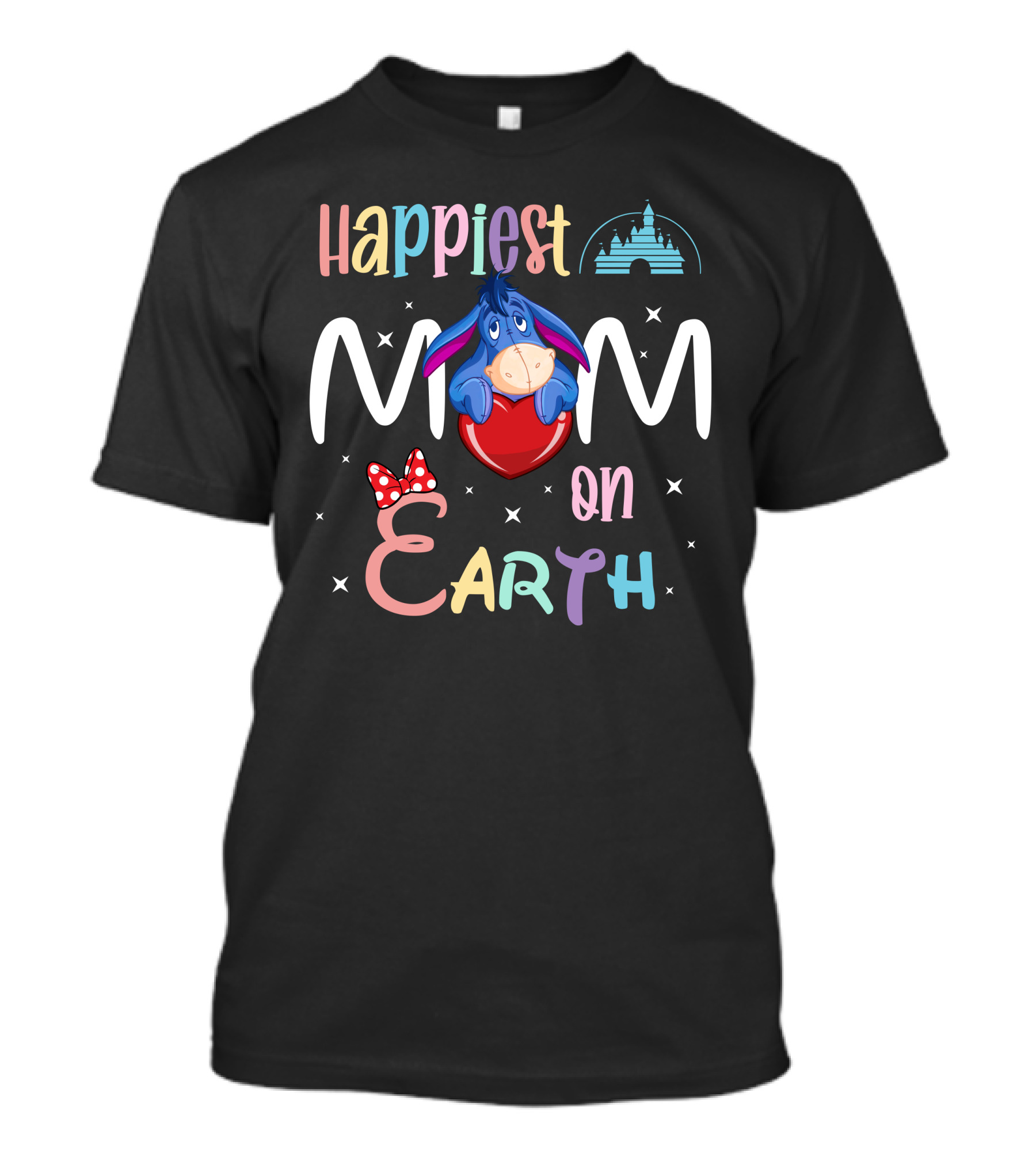Happiest Mom On Earth Eeyore Disney Castle Minnie Bow T-Shirt