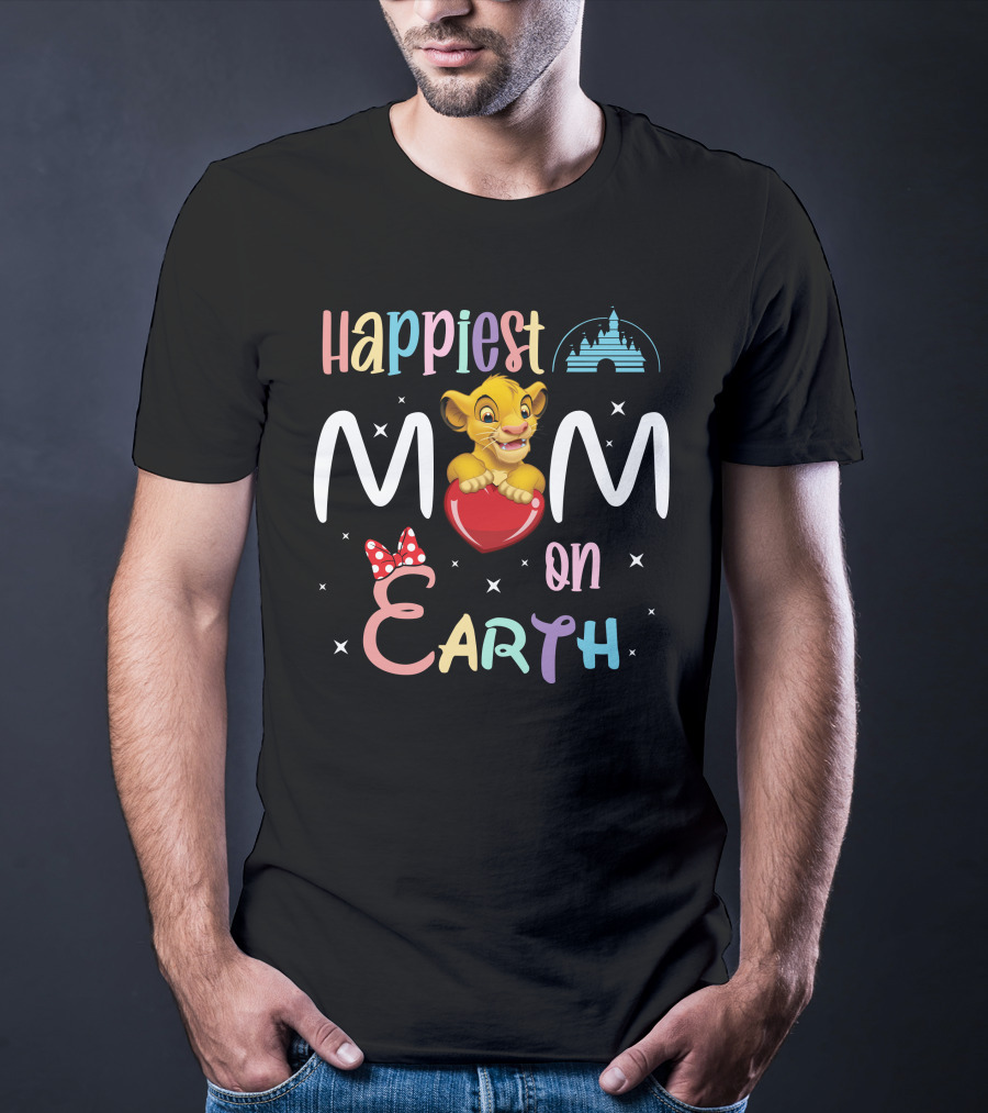 Happiest Mom On Earth Simba Disney Castle Pixar Minnie Bow T-Shirt