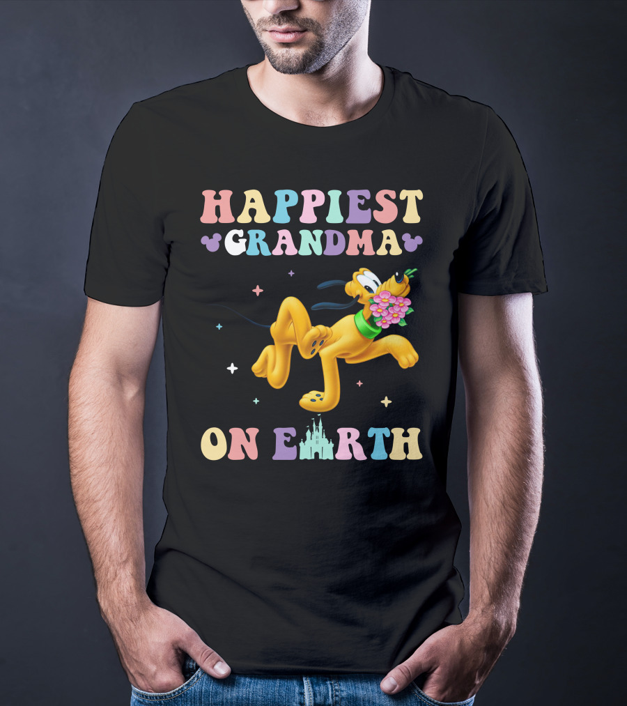 Happiest Grandma On Earth Pluto Disney Castle T-Shirt