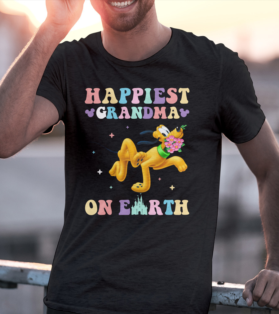 Happiest Grandma On Earth Pluto Disney Castle T-Shirt