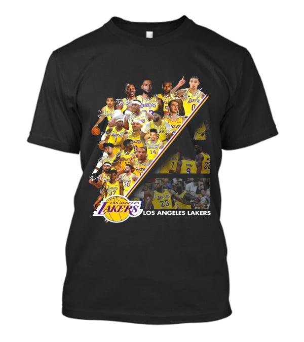 Los Angeles Lakers Team Collage With Players And Jersey Numbers T-Shirt