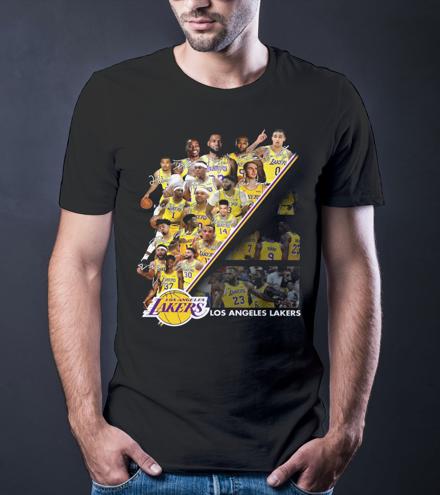 Los Angeles Lakers Team Collage With Players And Jersey Numbers T-Shirt