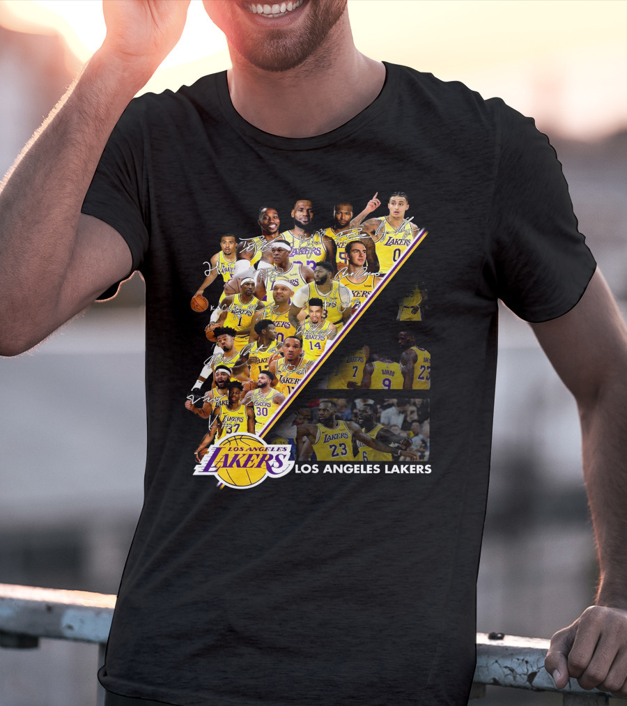 Los Angeles Lakers Team Collage With Players And Jersey Numbers T-Shirt