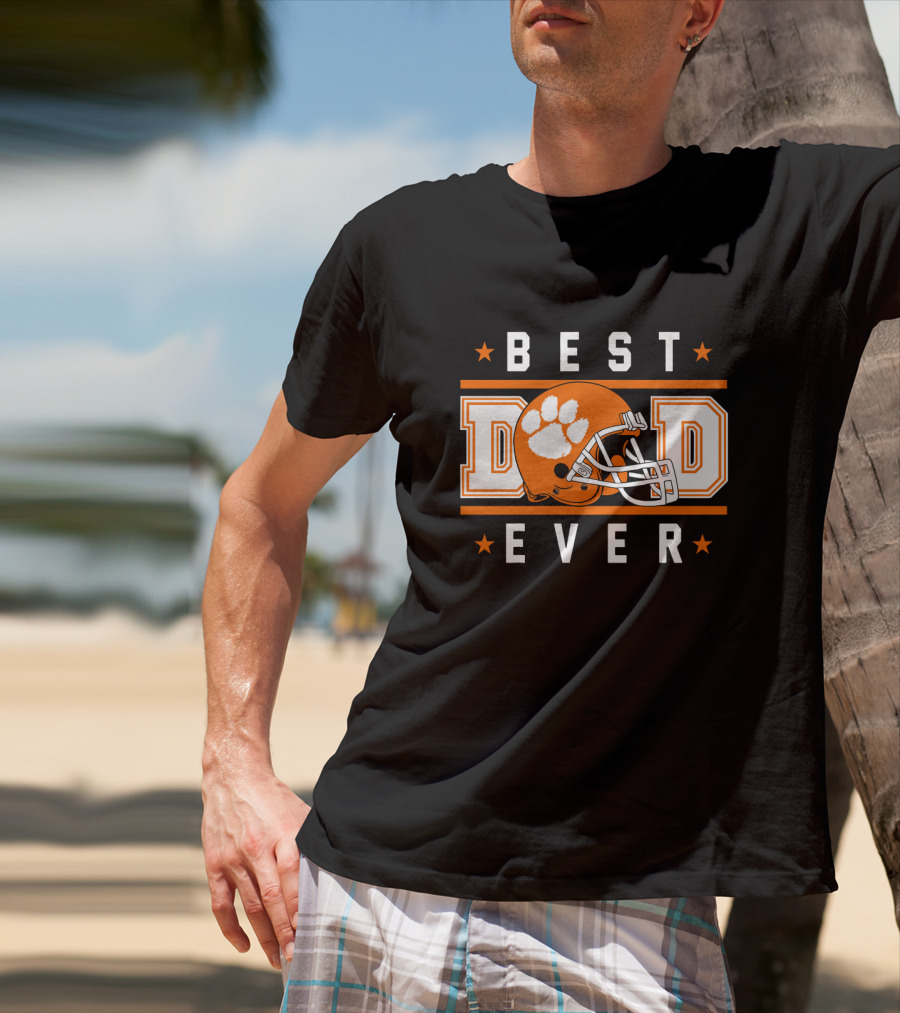 Best Dad Ever Clemson Tigers Football Helmet T-Shirt