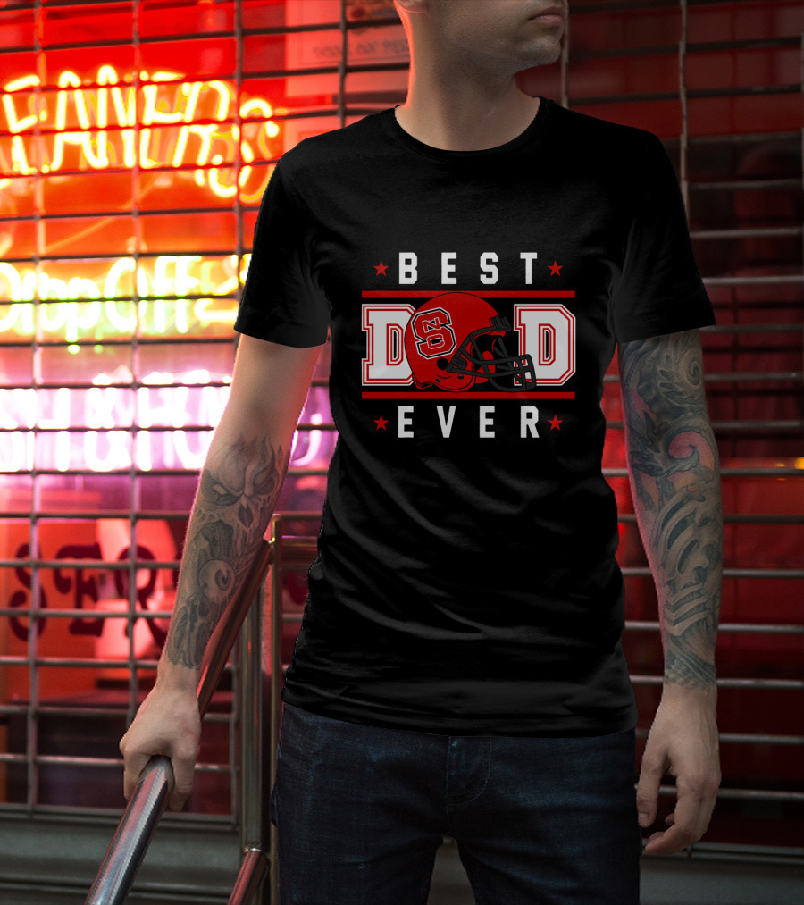 NC State Wolfpack Best Dad Ever Football Helmet T-Shirt