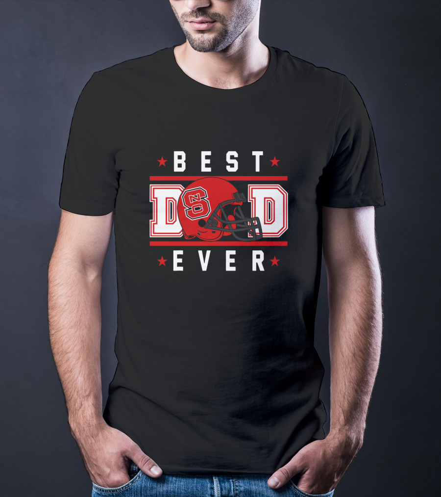 NC State Wolfpack Best Dad Ever Football Helmet T-Shirt