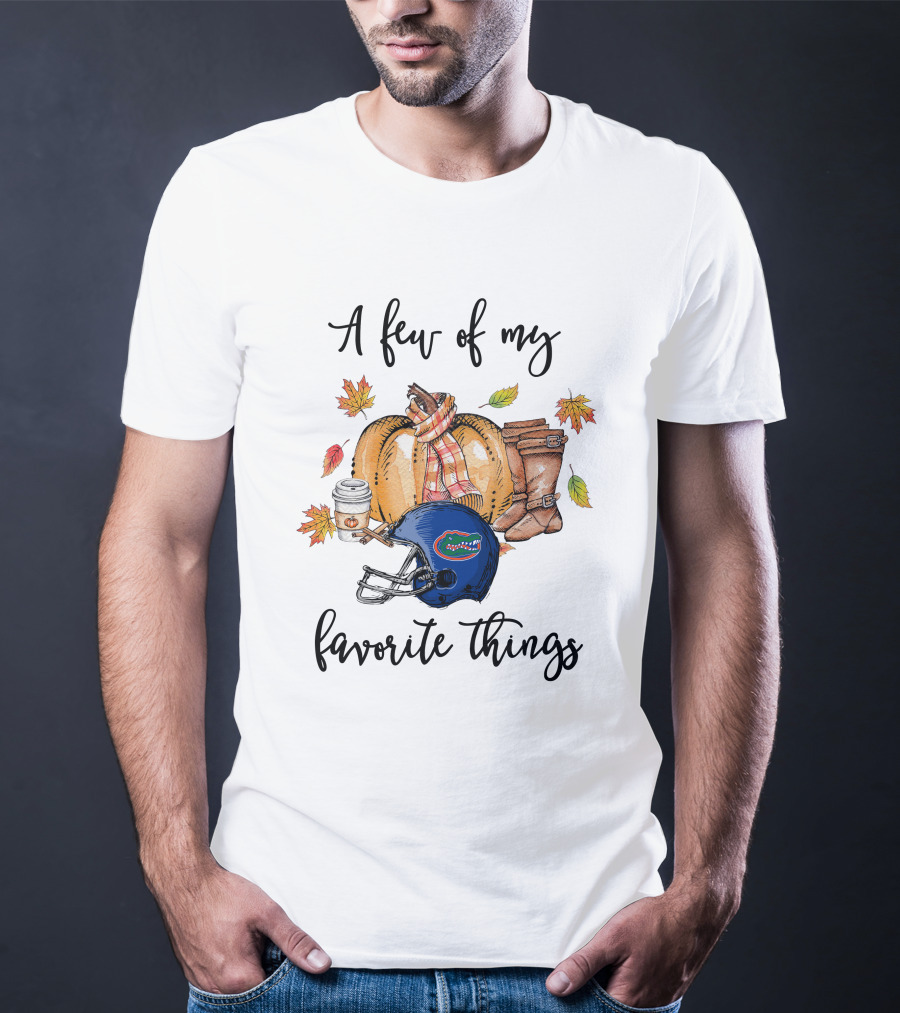 A Few Of My Favorite Things Florida Gators Helmet Autumn Leaves Boots Pumpkin Coffee T-Shirt