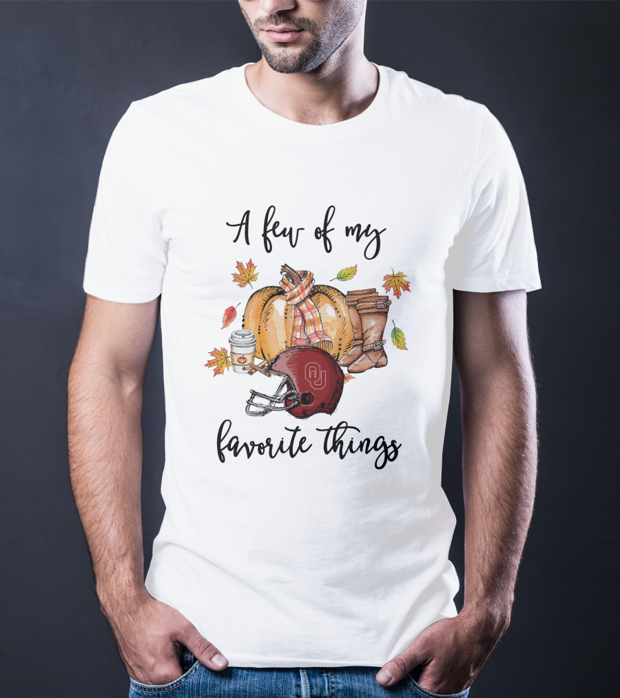 A Few Of My Favorite Things Oklahoma Sooners Football Autumn Leaves Boots Coffee T-Shirt