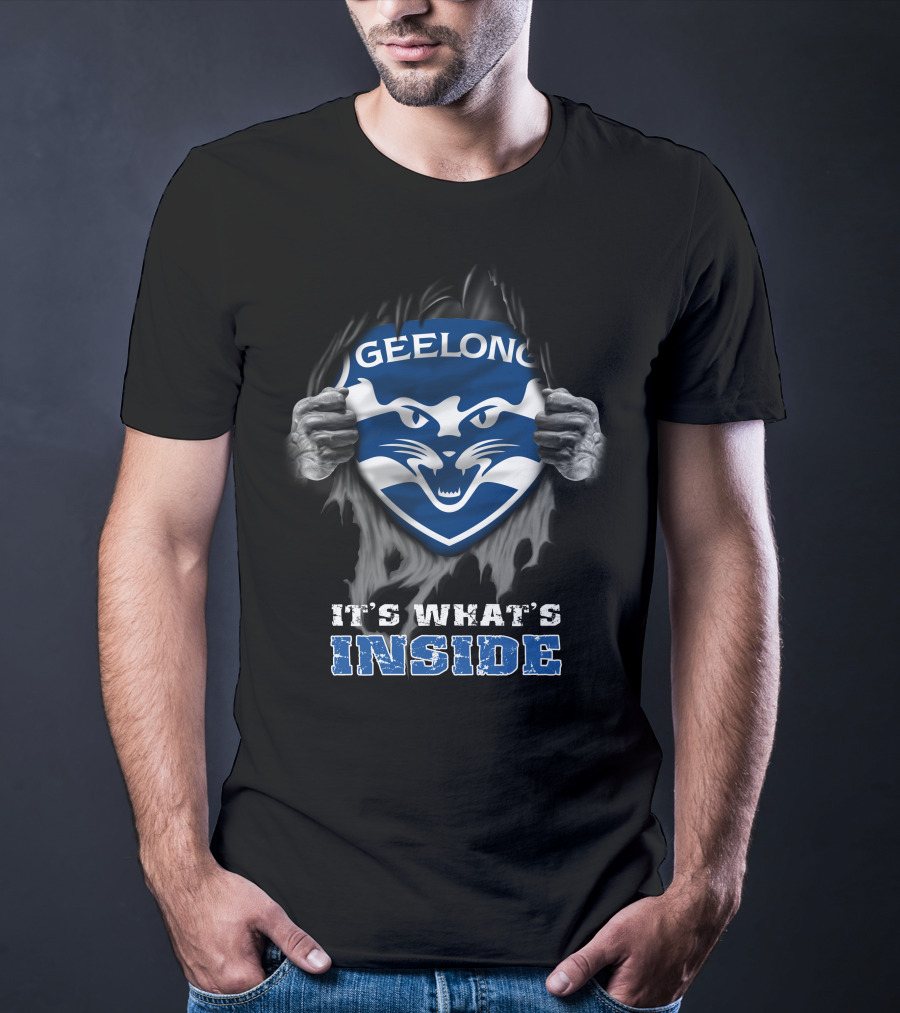 Geelong Cats It's What's Inside Shield Fan T-Shirt