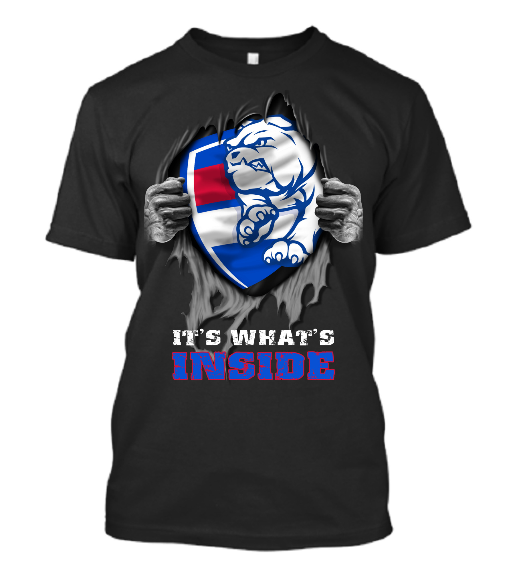 It's What's Inside Western Bulldogs Graphic With Bulldog Shield And Clawed Hands T-Shirt