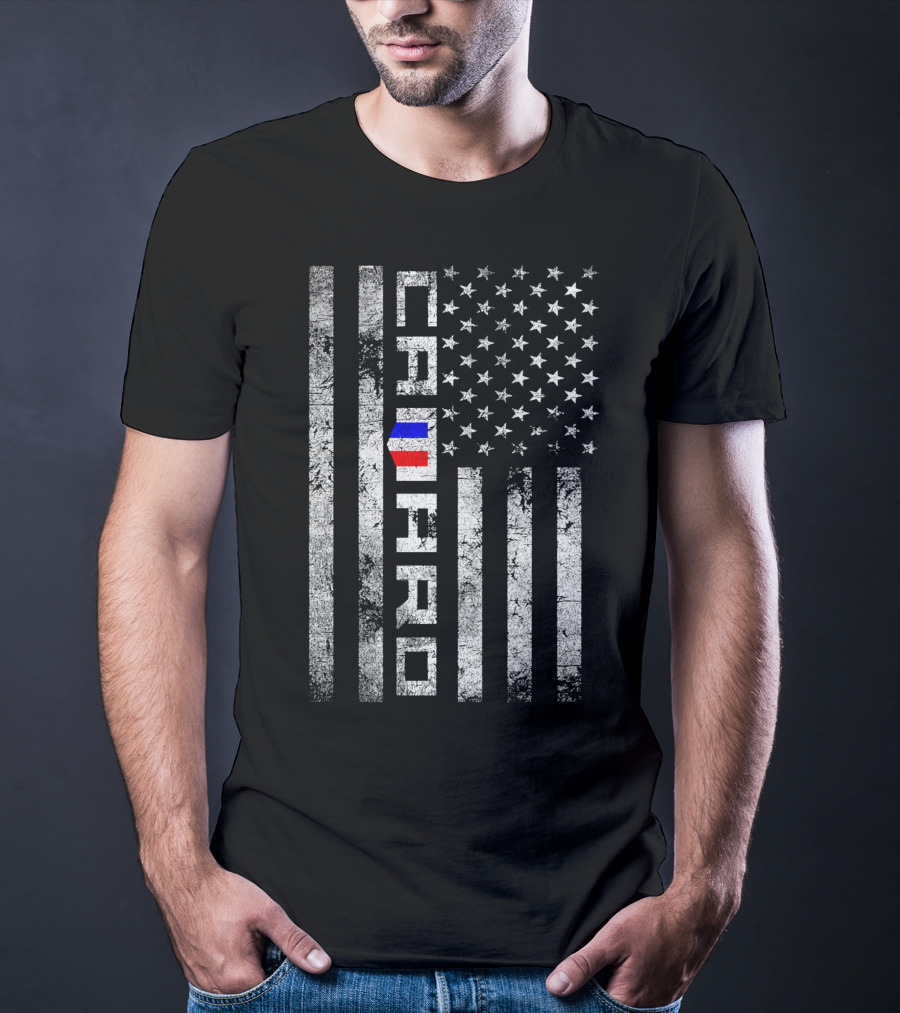 CAMARO American Flag Vertical Stripes Grunge T-Shirt