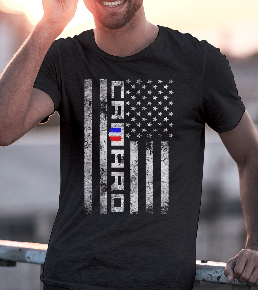 CAMARO American Flag Vertical Stripes Grunge T-Shirt