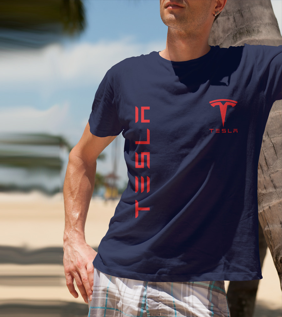 Tesla Logo And Stylized Lettering T-Shirt