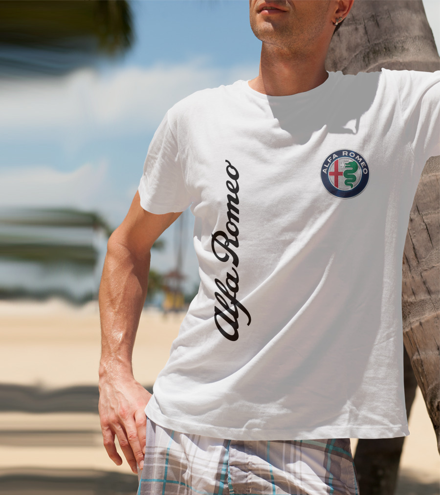 Alfa Romeo Vertical Script With Emblem T-Shirt